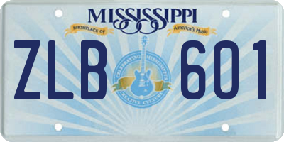 MS license plate ZLB601