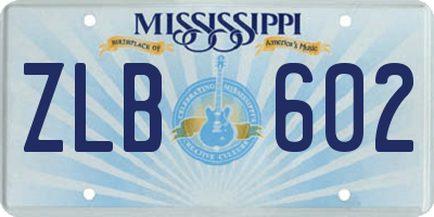 MS license plate ZLB602