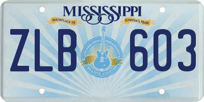 MS license plate ZLB603