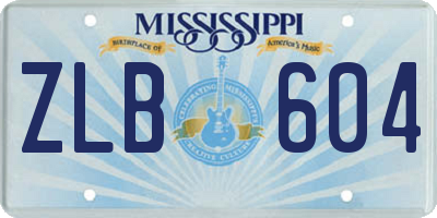 MS license plate ZLB604