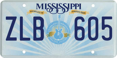 MS license plate ZLB605