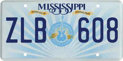 MS license plate ZLB608