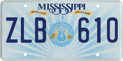 MS license plate ZLB610