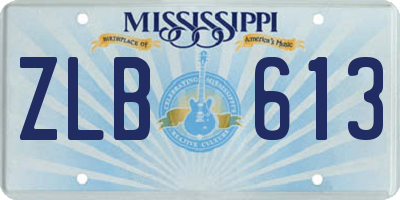 MS license plate ZLB613