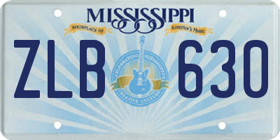 MS license plate ZLB630