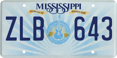 MS license plate ZLB643