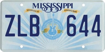MS license plate ZLB644