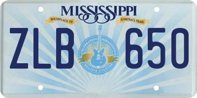 MS license plate ZLB650