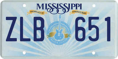 MS license plate ZLB651