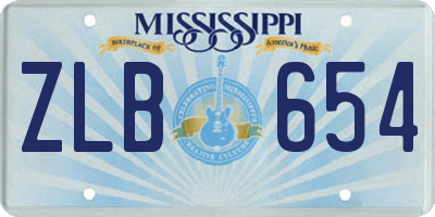MS license plate ZLB654