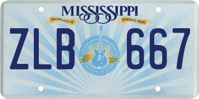 MS license plate ZLB667