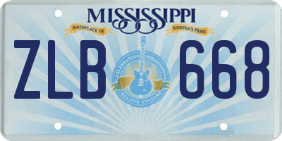 MS license plate ZLB668