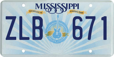 MS license plate ZLB671