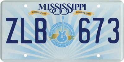 MS license plate ZLB673