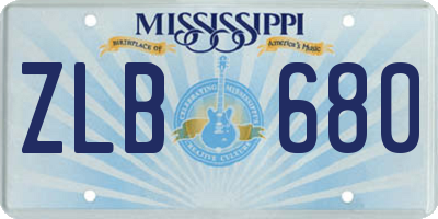 MS license plate ZLB680
