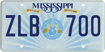 MS license plate ZLB700