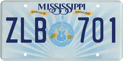 MS license plate ZLB701