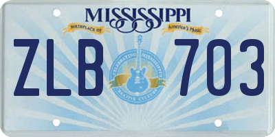 MS license plate ZLB703