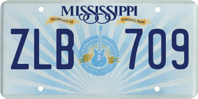 MS license plate ZLB709