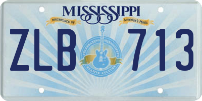 MS license plate ZLB713