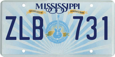 MS license plate ZLB731