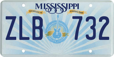 MS license plate ZLB732