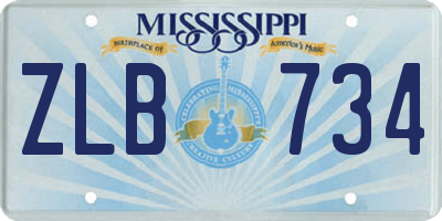 MS license plate ZLB734