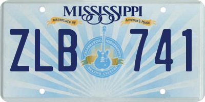 MS license plate ZLB741