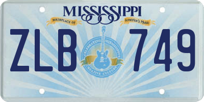 MS license plate ZLB749