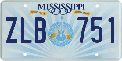 MS license plate ZLB751