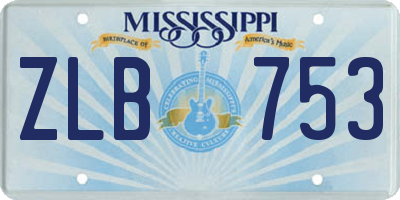 MS license plate ZLB753