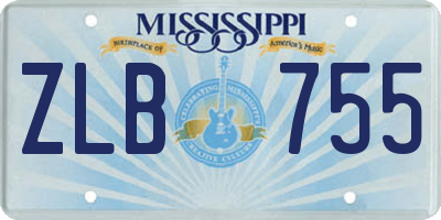 MS license plate ZLB755