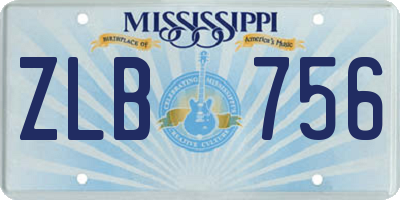 MS license plate ZLB756