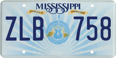 MS license plate ZLB758