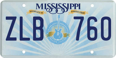 MS license plate ZLB760