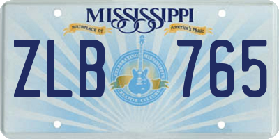 MS license plate ZLB765
