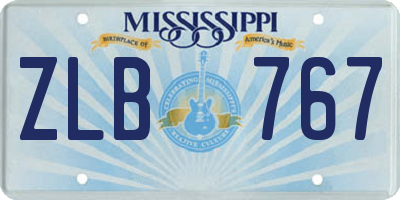 MS license plate ZLB767