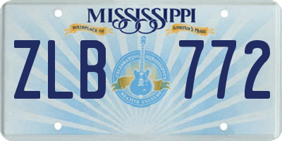 MS license plate ZLB772