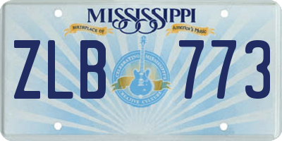 MS license plate ZLB773