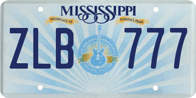 MS license plate ZLB777