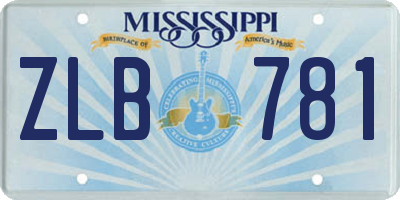 MS license plate ZLB781