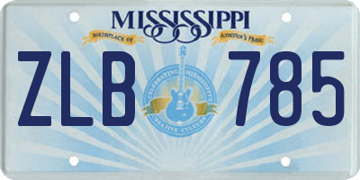 MS license plate ZLB785