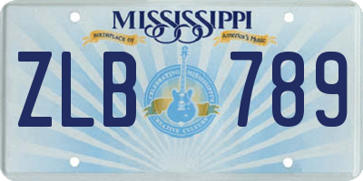 MS license plate ZLB789
