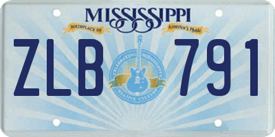 MS license plate ZLB791