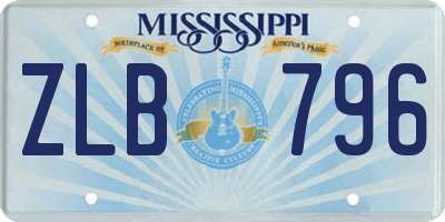 MS license plate ZLB796