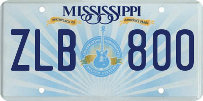 MS license plate ZLB800