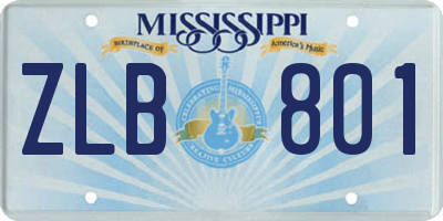MS license plate ZLB801