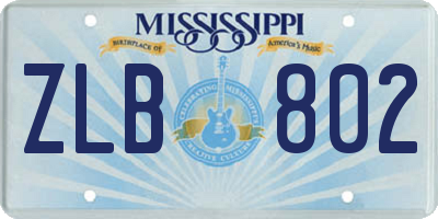 MS license plate ZLB802