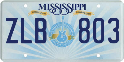 MS license plate ZLB803