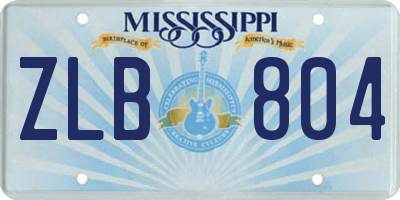 MS license plate ZLB804